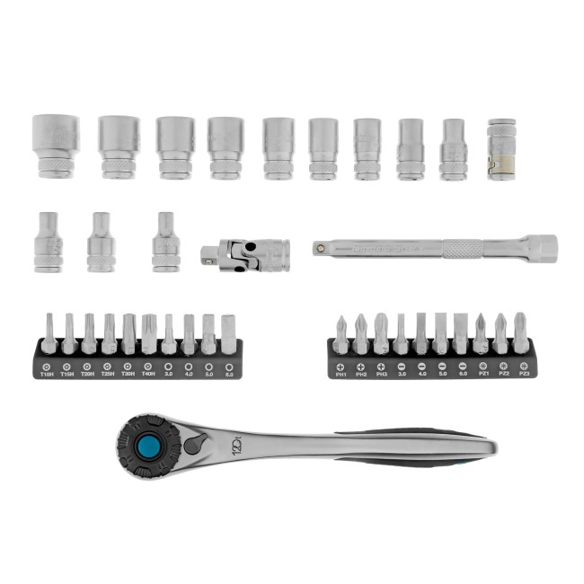 Набор торцевых головок 1/4", CrV 36 предметов Gross Набор торцевых головок 1/4", CrV 36 предметов Gross