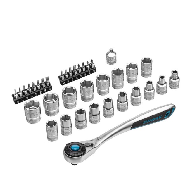 Набор торцевых головок 1/2", CrV 36 предметов Gross Набор торцевых головок 1/2", CrV 36 предметов Gross