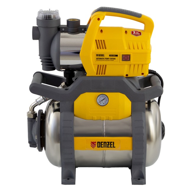 Насосная станция PSХ950X, Х-Pro, 950 Вт, 3300 л/ч, ресивер 24 л, подъем 38 м, нержавейка Denzel Насосная станция PSХ950X, Х-Pro, 950 Вт, 3300 л/ч, ресивер 24 л, подъем 38 м, нержавейка Denzel
