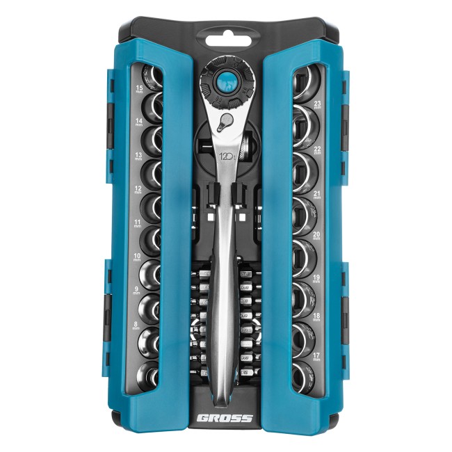 Набор торцевых головок 1/2",3/8” CrV 36 предметов Gross Набор торцевых головок 1/2",3/8” CrV 36 предметов Gross