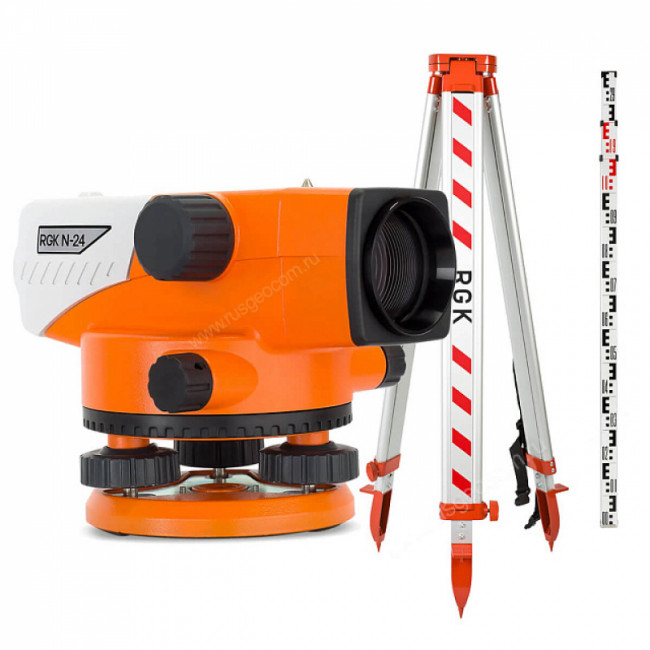 Комплект оптический нивелир RGK N-24 с поверкой + штатив S6-N + рейка AMO S5 Комплект оптический нивелир RGK N-24 с поверкой + штатив S6-N + рейка AMO S5