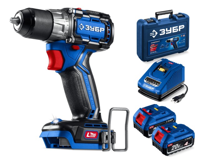 Бесщеточная дрель-шуруповерт DB-50-42 ЗУБР КОМПАКТ 20 В, 2 АКБ
