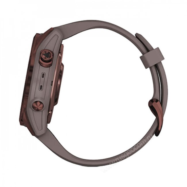 Часы Garmin Fenix 7S Sapphire Solar титановый темно-бронзовый с сланцево-серым силиконовым ремешком