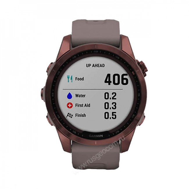 Часы Garmin Fenix 7S Sapphire Solar титановый темно-бронзовый с сланцево-серым силиконовым ремешком