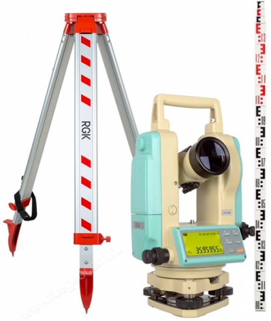 Комплект теодолит RGK T-20 (оптический отвес) штатив рейка - 3 в 1 Комплект теодолит RGK T-20 (оптический отвес) штатив рейка - 3 в 1