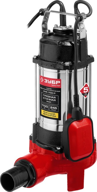 Фекальный насос с режущим механизмом НПФ-1100-Р ЗУБР 1100 Вт Фекальный насос с режущим механизмом НПФ-1100-Р ЗУБР 1100 Вт