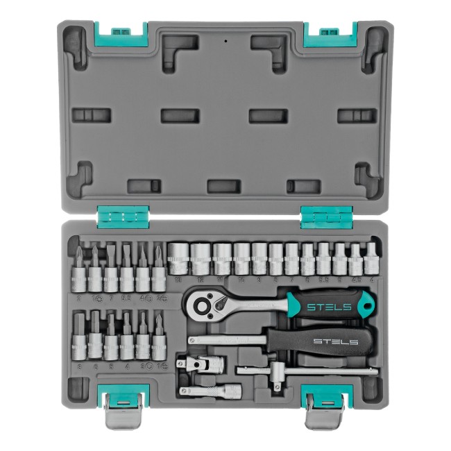 Набор инструментов, 1/4", CrV 29 предметов Stels Набор инструментов, 1/4", CrV 29 предметов Stels