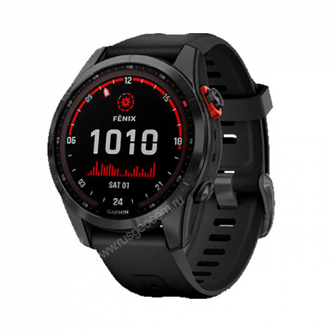 Часы Garmin Fenix 7S Solar серый с черным силиконовым ремешком Часы Garmin Fenix 7S Solar серый с черным силиконовым ремешком