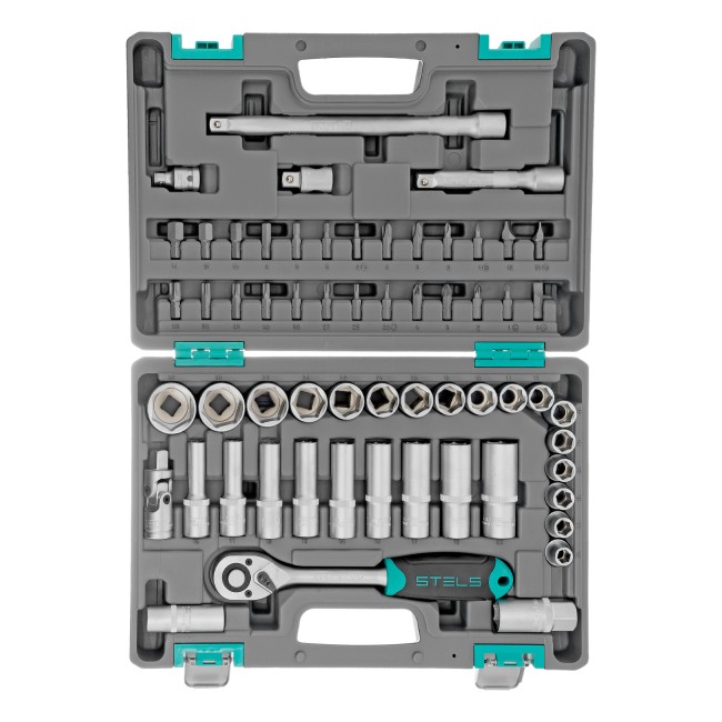 Набор инструментов, 1/2", CrV 60 предметов Stels Набор инструментов, 1/2", CrV 60 предметов Stels